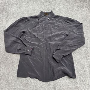 Condor Vintage 80's Silk Mock Neck Hidden Button Blouse Shirt Womens 3/4 Gray